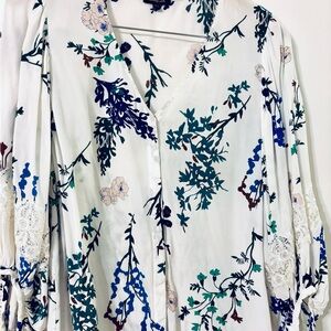 Massimo Dutti White and Blue Blouse